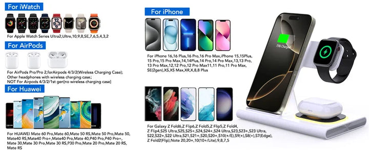 Foldable 3-in-1 Wireless Charger Station