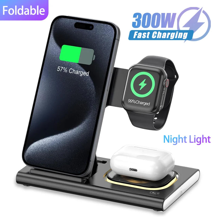 Foldable 3-in-1 Wireless Charger Station