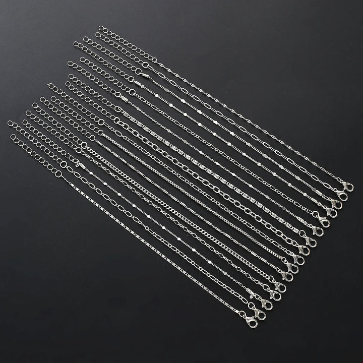 16pcs Silver Metal Chain Bracelets