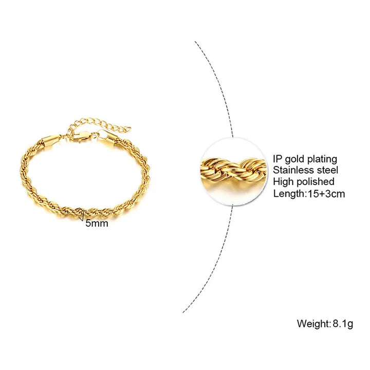 Gold Stainless Steel Chain Bracelet