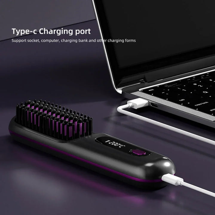 Rechargeable Hot Brush Hair Straightening