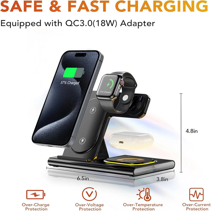Foldable 3-in-1 Wireless Charger Station