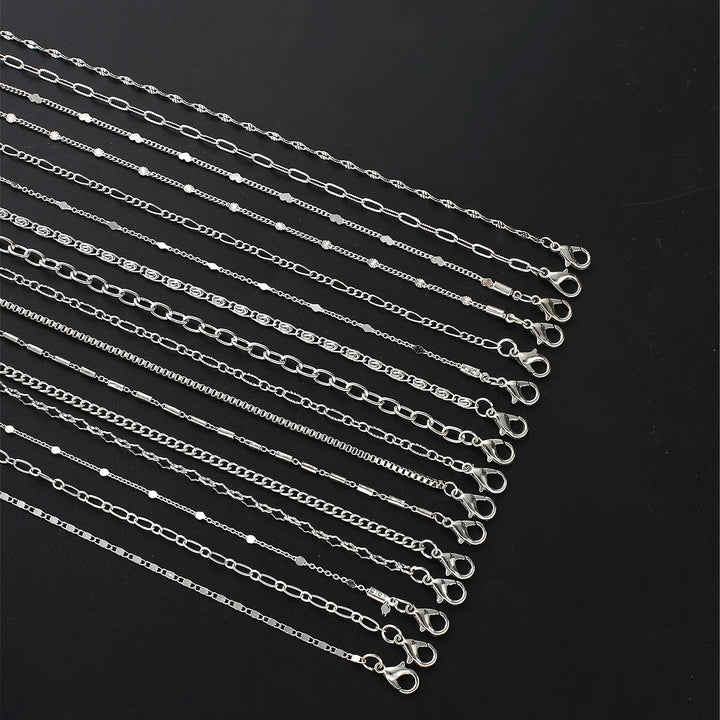 16pcs Silver Metal Chain Bracelets