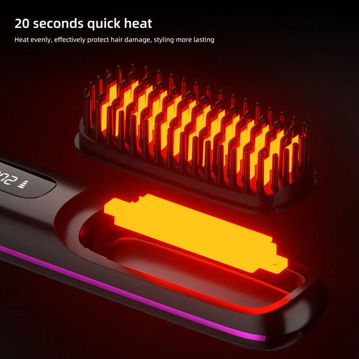 Rechargeable Hot Brush Hair Straightening