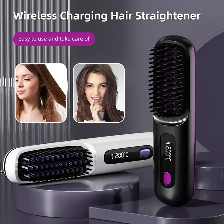 Rechargeable Hot Brush Hair Straightening