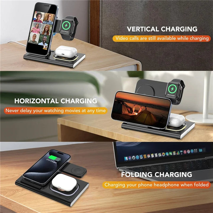 Foldable 3-in-1 Wireless Charger Station