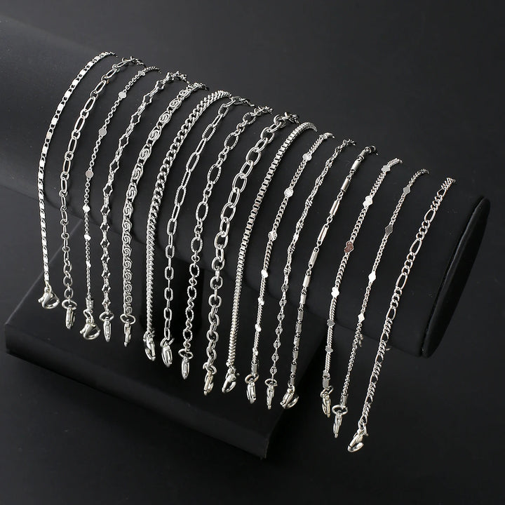16pcs Silver Metal Chain Bracelets