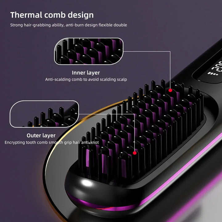 Rechargeable Hot Brush Hair Straightening